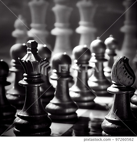 King chess piece standing on a chess board, Generative AI Stock  Illustration