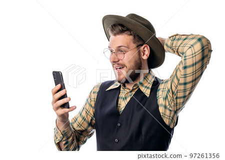 Happy man in hat 97261356