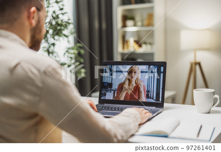 Man on videochat backview Man on videochat backview 97261401