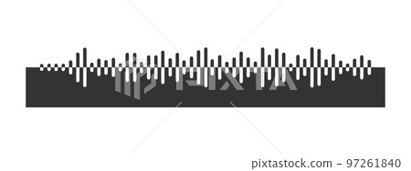 Sound wave icon. Pulse pictogram. Signal sign. Voicemail file, audio message symbol. Messenger, radio, podcast mobile app, media player graphic element 97261840