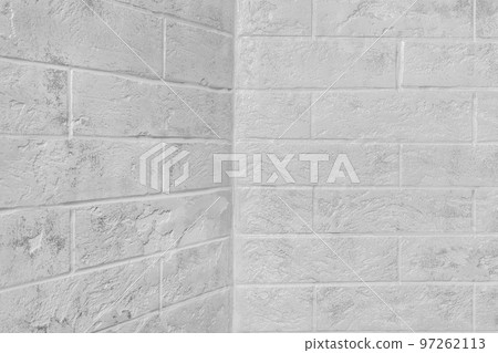 Modern interior with light corner joint white brick wall texture background 97262113