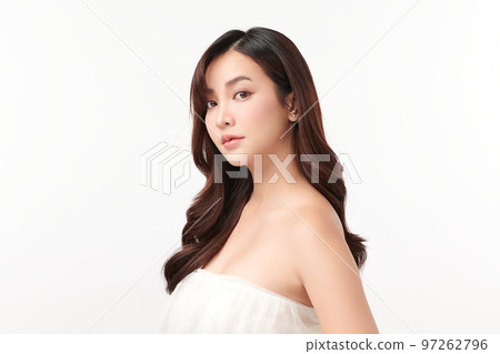 Beautiful young asian woman with clean fresh skin on white background, Face care, Facial treatment, Cosmetology, beauty and spa, Asian women portrait. Beautiful young asian woman with clean fresh skin on white background, Face care, Facial treatment, Cosmetology, beauty and spa, Asian women portrait. 97262796