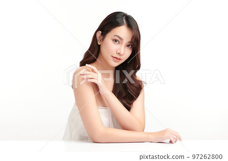 Beautiful young asian woman with clean fresh skin on white background, Face care, Facial treatment, Cosmetology, beauty and spa, Asian women portrait. Beautiful young asian woman with clean fresh skin on white background, Face care, Facial treatment, Cosmetology, beauty and spa, Asian women portrait. 97262800