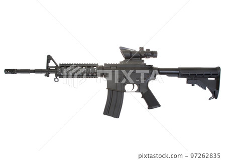 US Army carbine with optical sight isolated on a white background US Army carbine with optical sight isolated on a white background 97262835