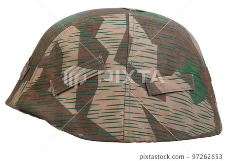 German nazi army helmet with cover, camouflage type Splinter, helmet M35, M40, M42. German nazi army helmet with cover, camouflage type Splinter, helmet M35, M40, M42. 97262853