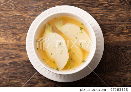 turnip consommé soup turnip consommé soup 97263118
