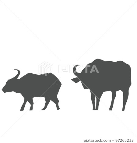 Walking water buffalo Nestling water buffalo Shadow puppet Walking water buffalo Nestling water buffalo Shadow puppet 97263232