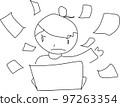 Character illustration of a woman who does a lot of work 97263354