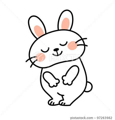 一隻可愛的兔子鞠躬的插圖素材 一隻可愛的兔子鞠躬的插圖素材 97263982