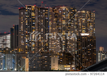 "Tokyo" Night view of tower apartments, Tokyo Bay area 97264114