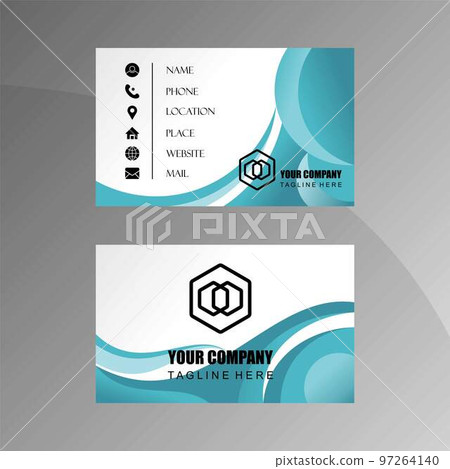 Light blue color Elegant business card template front and back image graphic icon logo design abstract concept vector stock. Can be used as a symbol related to promotion or profile 97264140