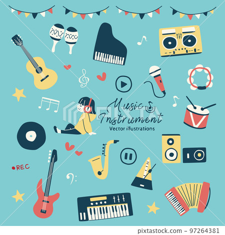 手寫的音樂圖標，也可以作為一點復古 97264381