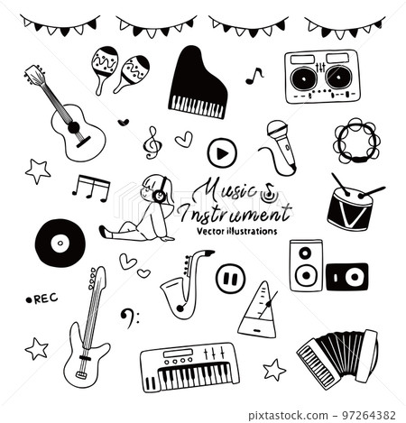 Music handwritten icon line drawing that can also be used as a one-point Music handwritten icon line drawing that can also be used as a one-point 97264382