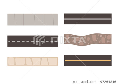 Shaped Road as Wide Way Surface for Vehicle and Pathway Vector Set Shaped Road as Wide Way Surface for Vehicle and Pathway Vector Set 97264846