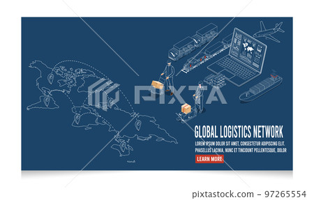 3D isometric Global logistics network concept with Transportation operation service, Export, Import, Cargo, Air, Road, Maritime delivery. Vector illustration EPS 10 3D isometric Global logistics network concept with Transportation operation service, Export, Import, Cargo, Air, Road, Maritime delivery. Vector illustration EPS 10 97265554