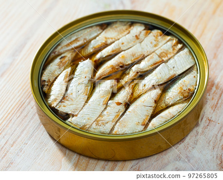 Tin can with smoked sprats, sardines Tin can with smoked sprats, sardines 97265805