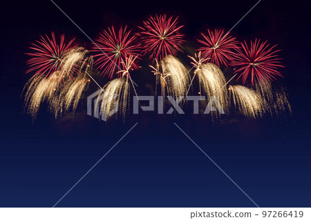 Colorful fireworks celebration and the twilight sky. 97266419