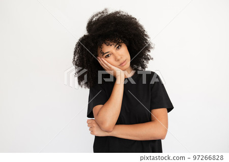 Bored young woman laying on her hand 97266828