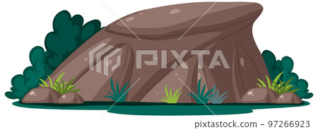 Brown rock with grass isolated 97266923