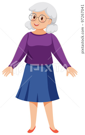 Senior woman wearing purple shirt 97267041