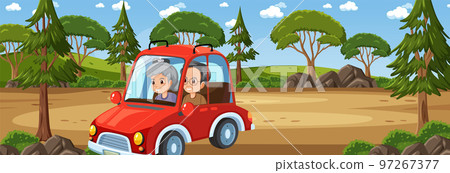 Elderly couple driving car Elderly couple driving car 97267377