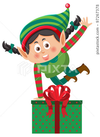 Christmas elf girl cartoon character 97267378