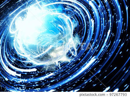 3d illustration of light swirling in outer space in science concept 97267793