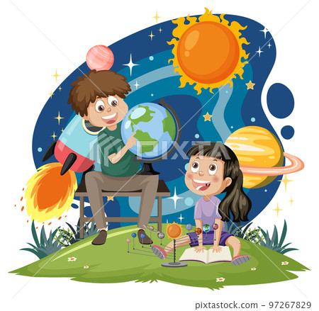 Kids in astronomy theme 97267829