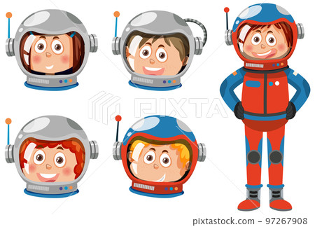 Astronaut cartoon character on white background Astronaut cartoon character on white background 97267908