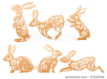 Set of rabbits in Chinese style 97268306
