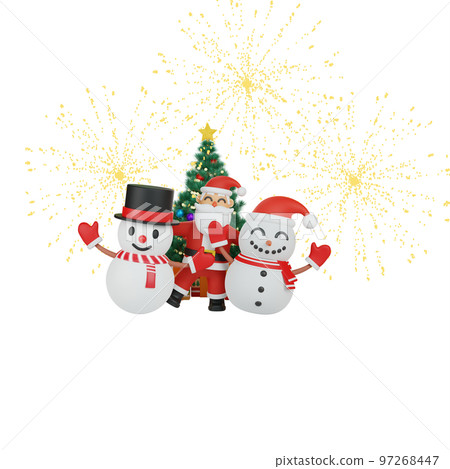 3d rendering of santa dancing with snowman - Stock Illustration ...
