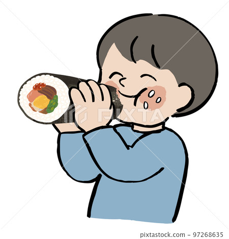 Boy eating Ehomaki Boy eating Ehomaki 97268635