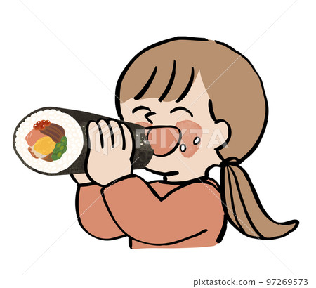 Girl eating Ehomaki 97269573