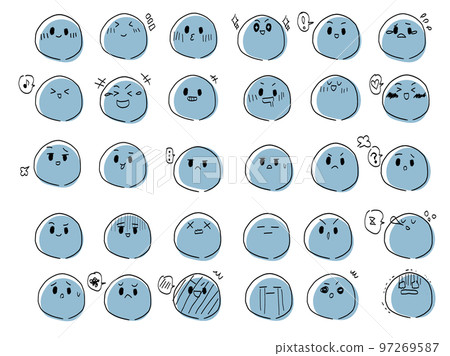 Loose handwritten emoticon set (blue) Loose handwritten emoticon set (blue) 97269587