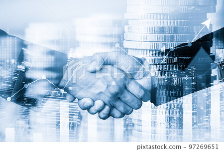 Business handshake on finance prosperity and money technology asset background Business handshake on finance prosperity and money technology asset background 97269651