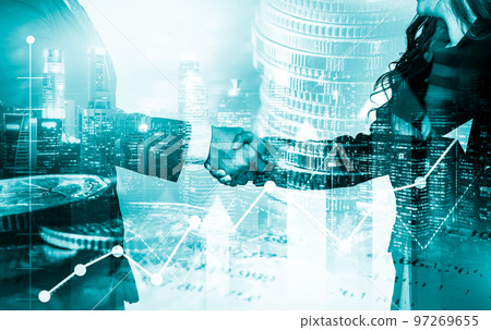 Business handshake on finance prosperity and money technology asset background Business handshake on finance prosperity and money technology asset background 97269655