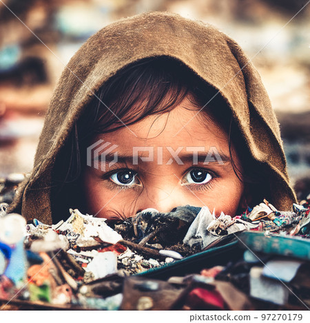 3D illustration of little girl in landfill spectacular detailed digital art 3D illustration of little girl in landfill spectacular detailed digital art 97270179