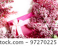 Spring concept. Lilac branches and gift box 97270225