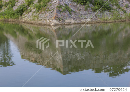 城堡廢墟,萩城遺址,護城河,水面,萩市,萩城,石牆,護城河,山口縣,日本,亞洲 城堡廢墟,萩城遺址,護城河,水面,萩市,萩城,石牆,護城河,山口縣,日本,亞洲 97270624