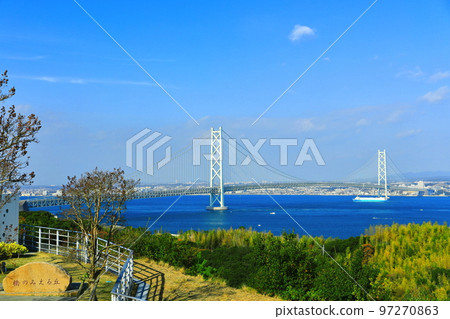 [Hyogo Prefecture] Akashi Kaikyo Bridge seen from Awaji Service Area 97270863