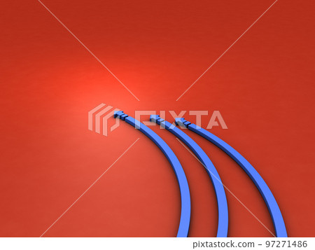 Three arrows moving forward with a large bias to the left. Abstract concept representing left leaning. A change of direction to a leftist position. 97271486