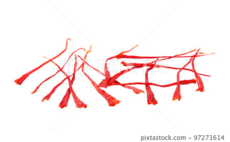 dried saffron spice isolated on the white background. dried saffron spice isolated on the white background. 97271614