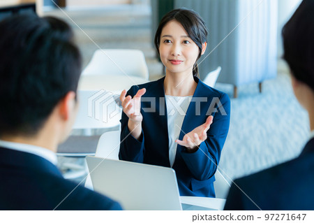 Business woman having business talks in the office "LINK FOREST" shooting cooperation Business woman having business talks in the office "LINK FOREST" shooting cooperation 97271647