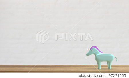 The unicorn on wood table  for business concept 3d rendering 97271665
