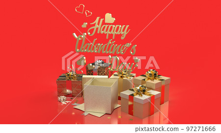 The gold happy valentine day and gift box for holiday concept 3d rendering The gold happy valentine day and gift box for holiday concept 3d rendering 97271666