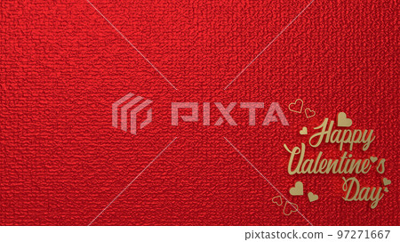 The gold happy valentine day on red background  for holiday concept 3d rendering 97271667