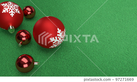 red Christmas balls on green background 3d rendering red Christmas balls on green background 3d rendering 97271669