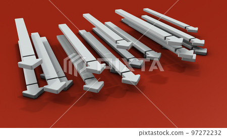 A large number of arrows attacking. Intruder from outside. An abstract concept representing the danger of being attacked by a foreign enemy. 97272232