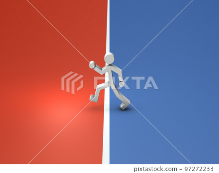 A pictogram that straddles the boundary and advances to the outside. Abstract concept representing start and move forward. A pictogram that straddles the boundary and advances to the outside. Abstract concept representing start and move forward. 97272233