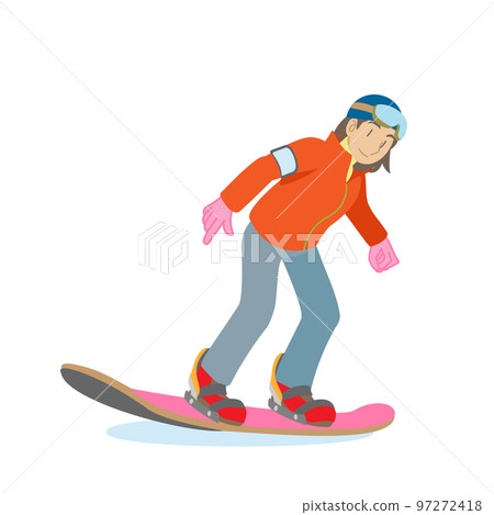 在滑雪板上滑行的女人 97272418